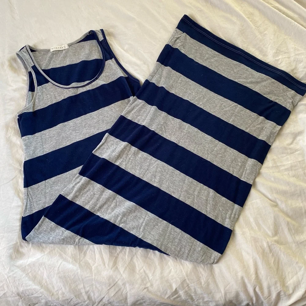 Chic Blue and Gray Sleeveless Maxi Dress - Picture 4 of 6